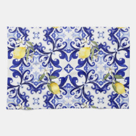 sizilianischer Stil, Zitronen, Majolika Geschirrtuch