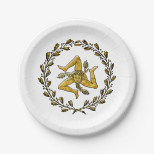 Sizilianischer Trinacria olivgrüner Kranz Ihr Pappteller