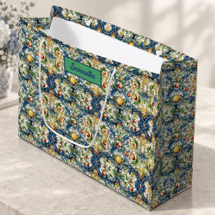 Sizilianisches Blau-Majolika-Zitrus-Monogramm Große Geschenktüte