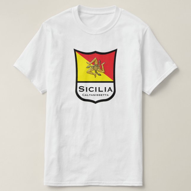 Sizilianisches Flagge Trinacria Gold T-Shirt (Design vorne)