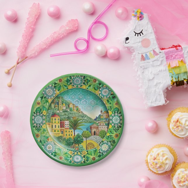 Sizilianisches Grün: Melaminpapier Pappteller (Party)