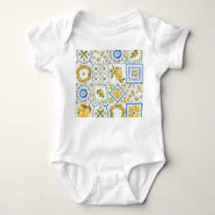 Sizilianisches Lemons Watercolor Square Muster Baby Strampler