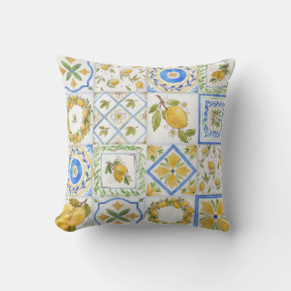 Sizilianisches Lemons Watercolor Square Muster Kissen