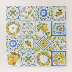Sizilianisches Lemons Watercolor Square Muster Puzzle