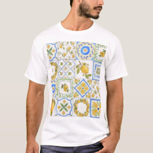 Sizilianisches Lemons Watercolor Square Muster T-Shirt