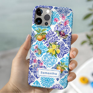 Sizilianisches Mittelmeer-Zitrus-Azulejo-Blumenmus Case-Mate iPhone Hülle