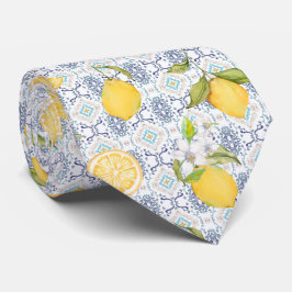 Sizilianisches Zitronen-Aquarellmuster mit aufwend Krawatte