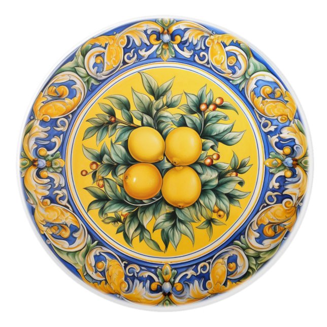 Sizilianisches Zitronenmuster Keramikknauf (Vorderseite)