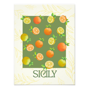 Sizilien Citrus Wall Art Italienisch Orange & Lemo Fotodruck