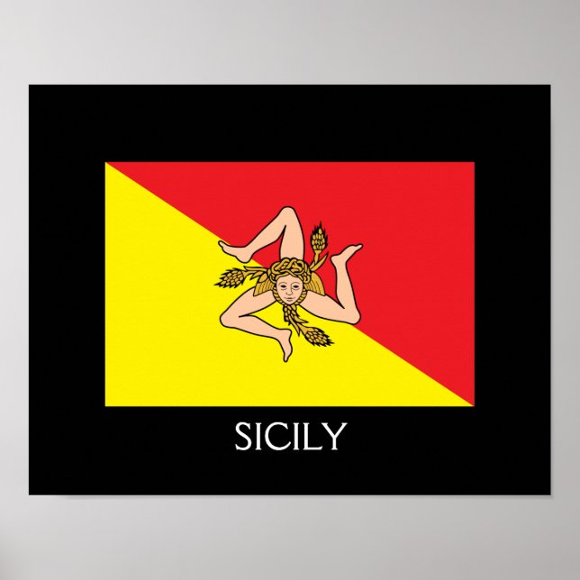 Sizilien Flag 14" x 11", Werteplakatpapier (Matte) Poster (Vorne)
