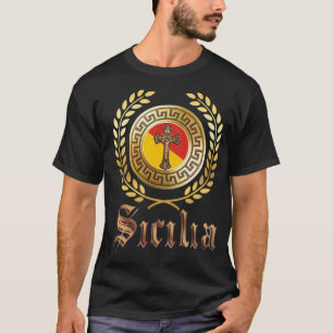 Sizilien Flagge und Kruzifix T-Shirt
