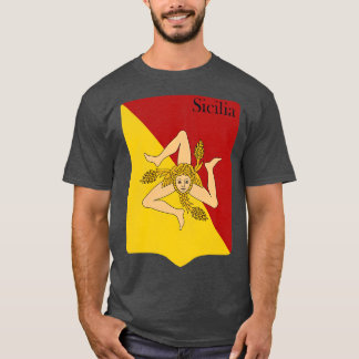 Sizilien Flagge Vintag gekleidete Wappen T-Shirt