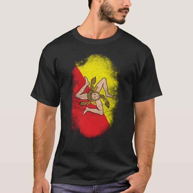 Sizilien-Flaggen-Andenken - beunruhigter T-Shirt (Vorderseite)