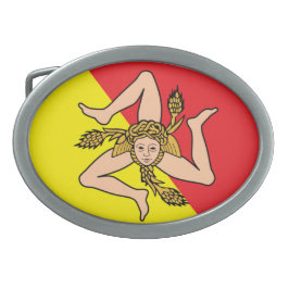 Sizilien-Flaggen-Gürtelschnalle Ovale Gürtelschnalle