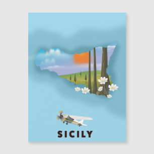 Sizilien illustrierte Reisekartenplakat Magnetkarte
