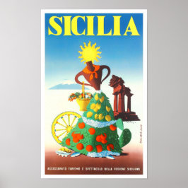 Sizilien Italien Jahrgang Reise Poster