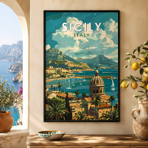 Sizilien Italien Reise Kunst Vintage Poster