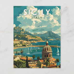 Sizilien Italien Reise Kunst Vintage Postkarte