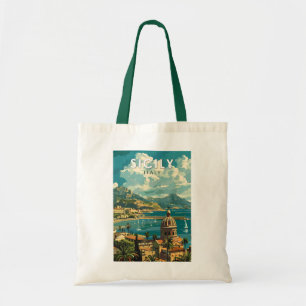 Sizilien Italien Reise Kunst Vintage Tragetasche