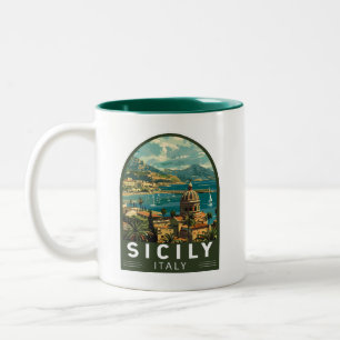Sizilien Italien Reise Kunst Vintage Zweifarbige Tasse