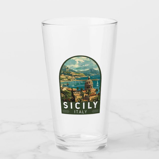 Sizilien Italien Reisen Kunst Vintag Glas (Vorderseite)