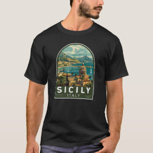 Sizilien Italien Reisen Kunst Vintag T-Shirt