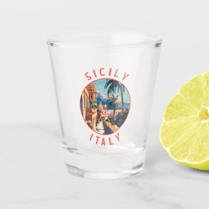 Sizilien Italien Retro Distressed Circle Schnapsglas