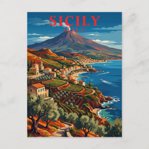 Sizilien Italien Vintage Mittelmeer Küste Postkarte