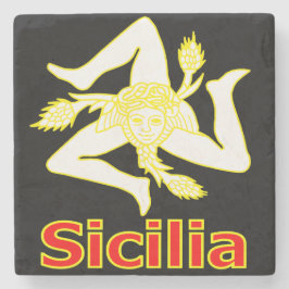 Sizilien mit Trinacria-Symbol T-Shirt Steinuntersetzer