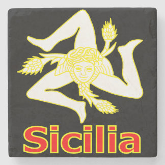 Sizilien mit Trinacria-Symbol T-Shirt Steinuntersetzer