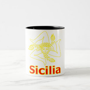 Sizilien mit Trinacria-Symbol Zweifarbige Tasse