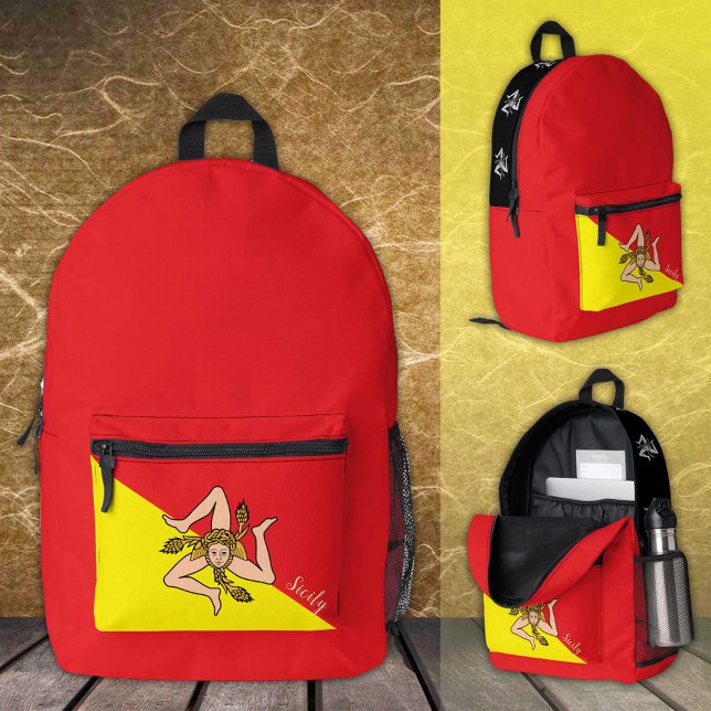 Sizilien, Rucksack, sizilianische Flagge, Triskeli Bedruckter Rucksack (Von Creator hochgeladen)