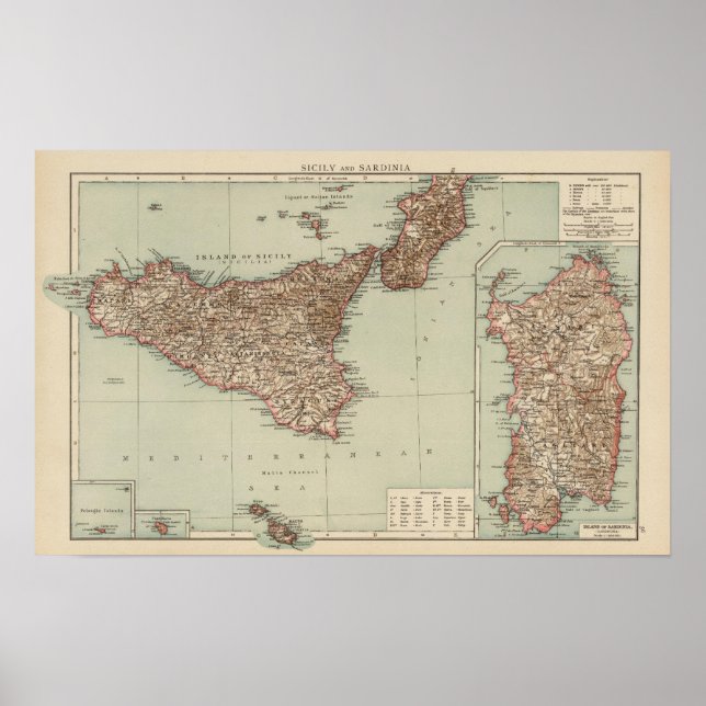 Sizilien, Sardinien Poster (Vorne)
