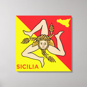 Sizilien Sizilianische Flagge von Sizilien Trinacr Leinwanddruck