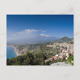 Sizilien - Taormina vor der Ätna-Postkarte Postkarte