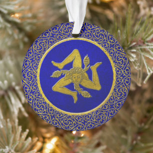 Sizilien Trinacria Blue und Gold Ornament