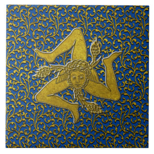 Sizilien Trinacria Gold Keramik Tile Fliese