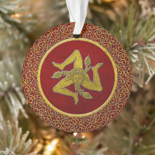 Sizilien Trinacria Red und Gold Ornament