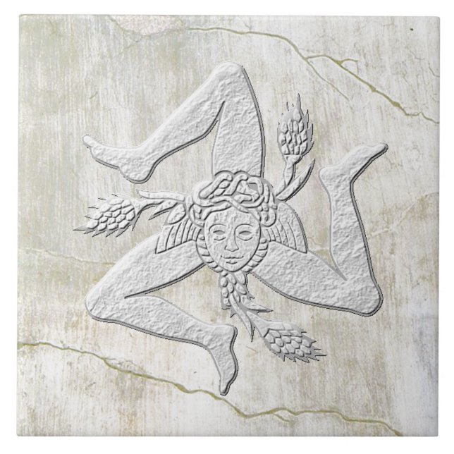 Sizilien Trinacria Vintag Fresco Fliese (Vorderseite)