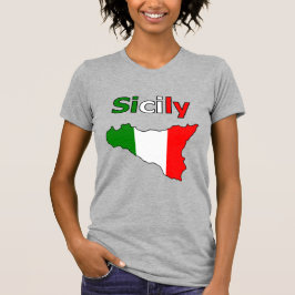 Sizilien und Karte im italienischen T - Shirt Flag