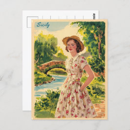 Sizilien Vintage italienische Dame im 50er Postkarte