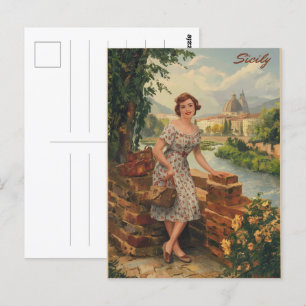 Sizilien Vintage italienische Dame im 50er Postkarte