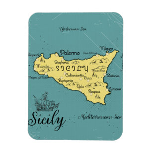 Sizilien Vintage-Seekarte Magnet