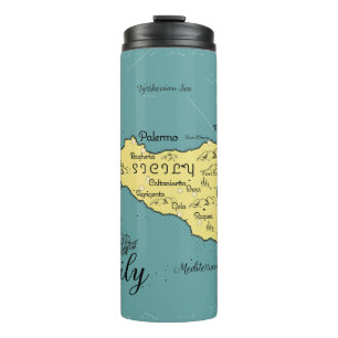 Sizilien Vintage Seekarte Thermosbecher