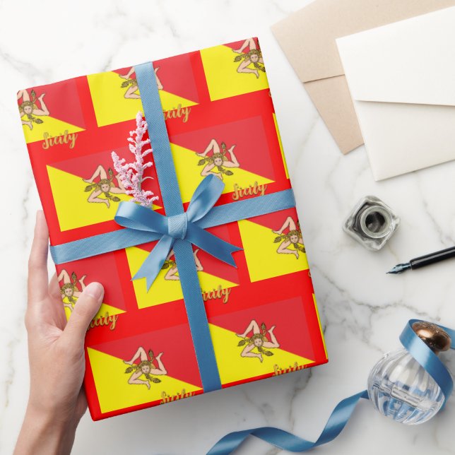 Sizilien Wrapping Paper, sizilianischer Flaggenpat Geschenkpapier (Schenken)