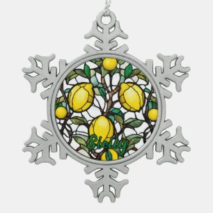 Sizilien Zitronenbaum Souvenir Schneeflocken Zinn-Ornament
