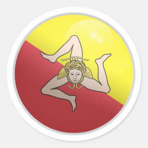 Sizilienglänzende Circle-Flag Runder Aufkleber
