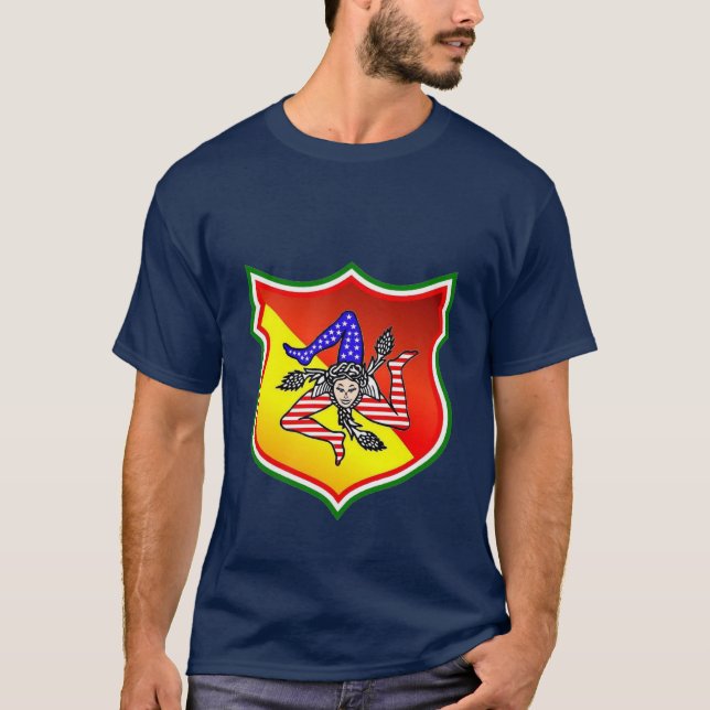 SIZISISCH-AMERIKANISCHES TRINACRIA-WAPPEN T-Shirt (Vorderseite)