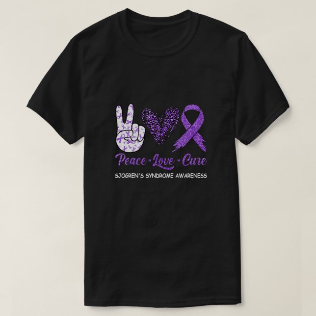 Sjogrens Syndrom Bewusstsein Frieden Liebe Heilung T-Shirt (Design vorne)