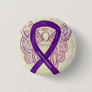 Sjogrens Syndrome Awareness Angel Ribbon Art Butto Button